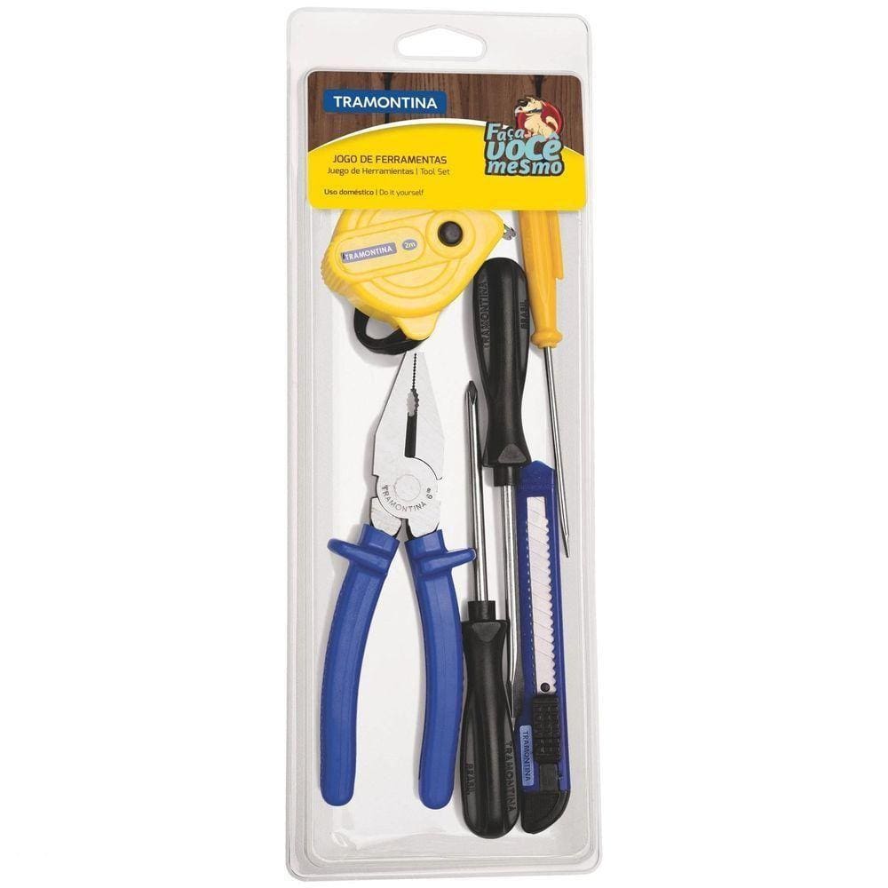 Kit De Ferramentas Tramontina Com Alicate Chaves De Fenda Estilete E Trena 6 Peças Tramontina
