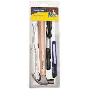 Kit De Ferramentas Tramontina Com Martelo Chaves Fixas Estilete E Chaves De Fenda 6 Peças Tramontina