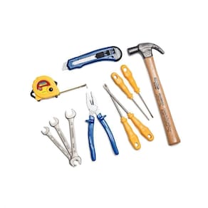 Kit De Ferramentas Com Martelo Trena Alicate Estilete Chaves De Fenda E Chaves Fixas 11 P