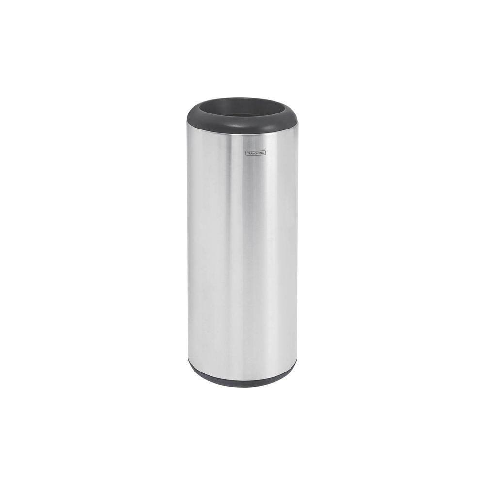 Lixeira Inox Cápsula Com Acabamento Scotch Brite E Aro E Base Em Polipropileno 20 L