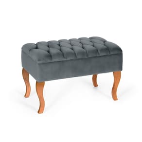 Puff Banqueta Soffia Decorativo Captonado Para Sala Ou Quarto Cinza