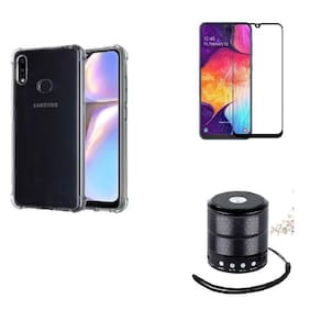 Kit Mini Som Bluetooth Samsung A10 + Capa Anti Impacto + Película Vidro 3D
