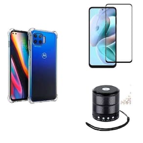 Kit Mini Som Bluetooth Moto G 5G Plus + Capa Anti Impacto + Película Vidro 3D