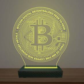 Luminária Led 3D Cripetomoeda Bit Coin Abajur Luxo