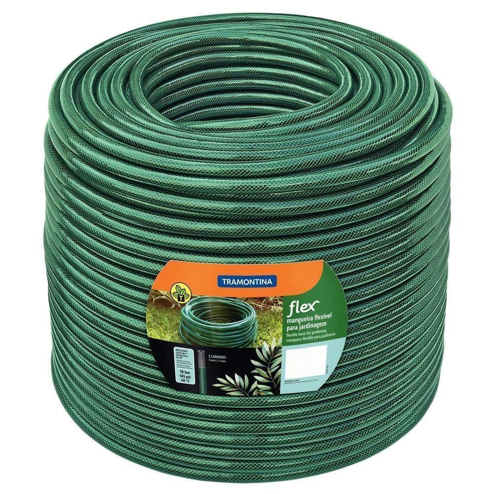 Mangueira Flex 3/4 Polegada Tramontina Verde Em Pvc 3 Camadas 100 M Tramontina