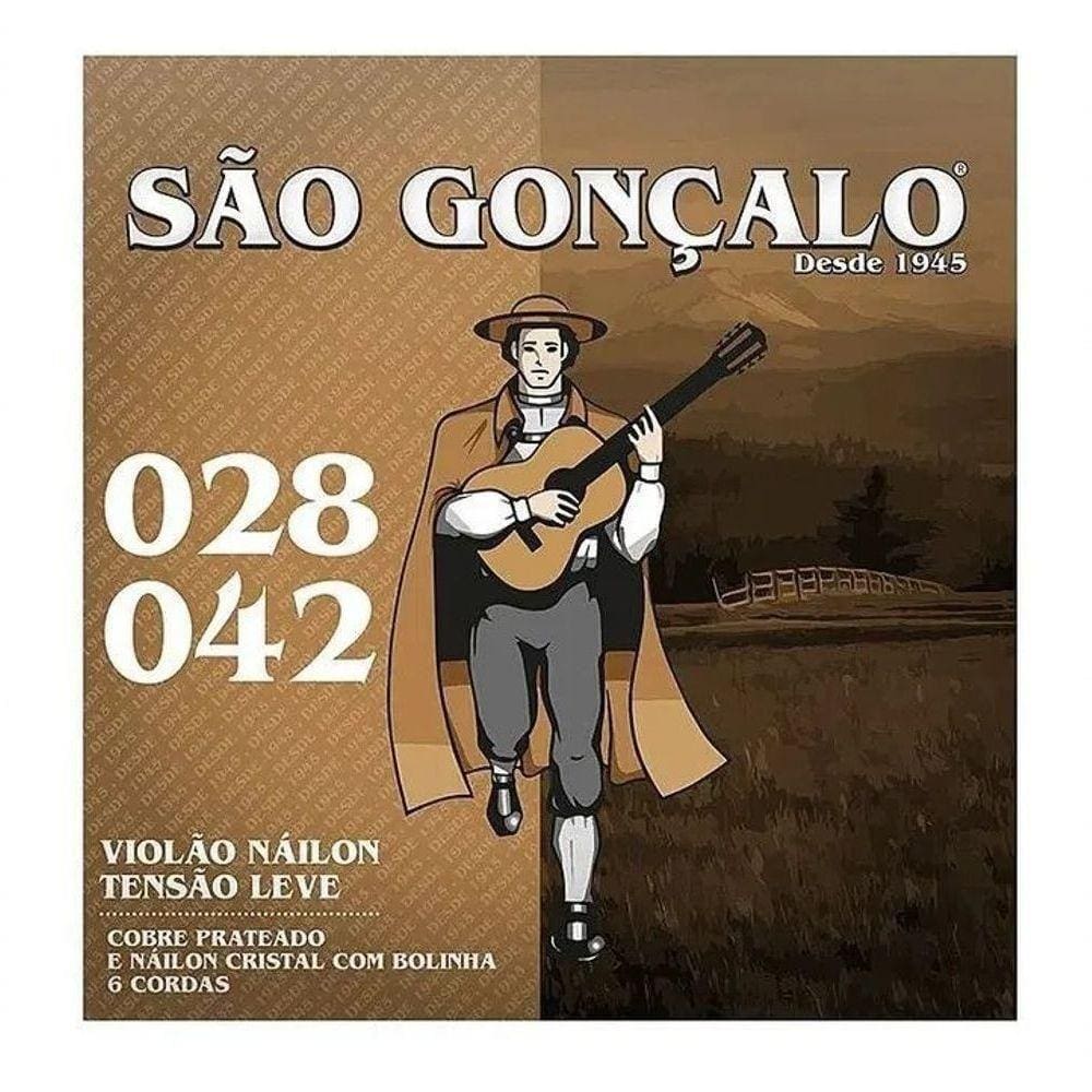 Encordoamento P-violão Nylon Cristal Com Bolinha 0.028 - 0.042 Tensão Leve São Gonçalo
