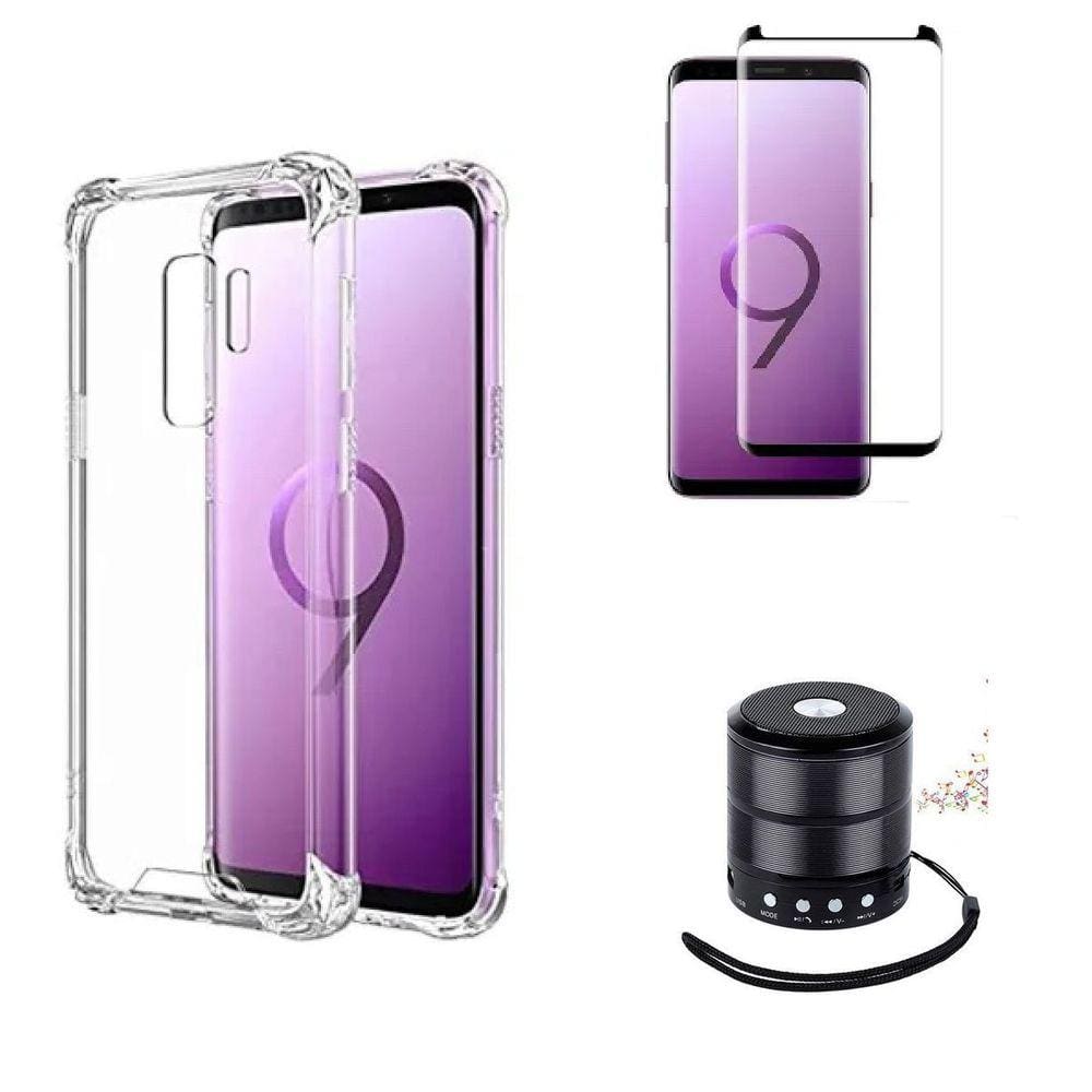 Kit Mini Som Bluetooth Samsung S9 Plus + Capa Anti Impacto + Película Vidro 3D
