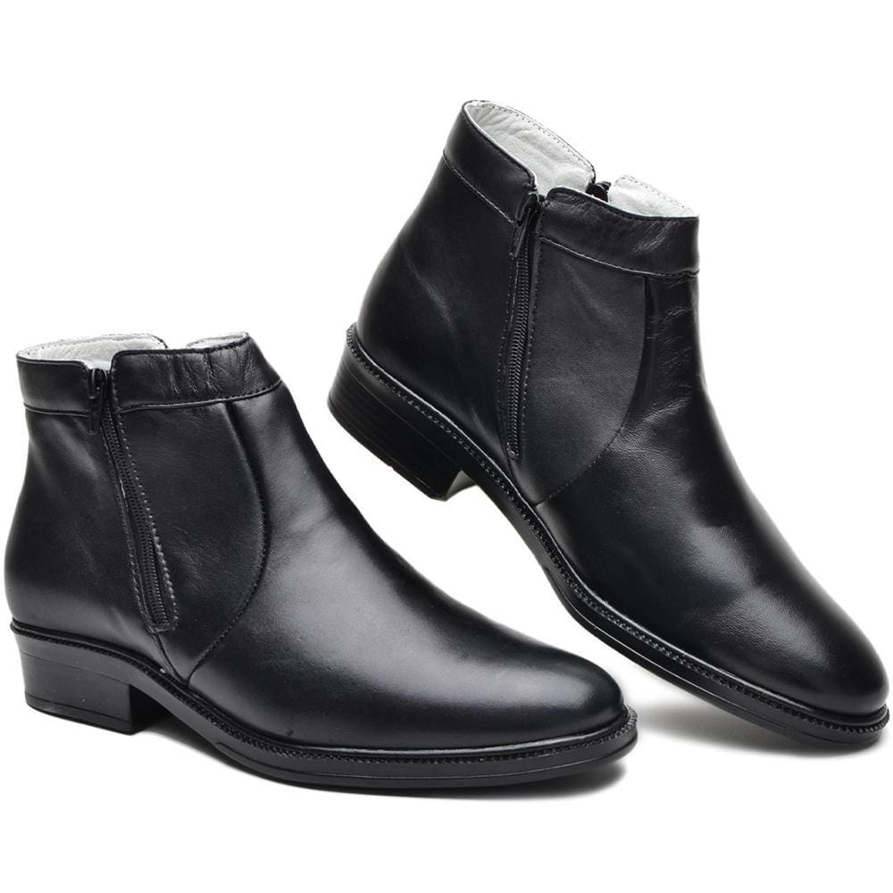 Bota Masculina Chelsea Couro Botina Cano Curto Lisa Zíper