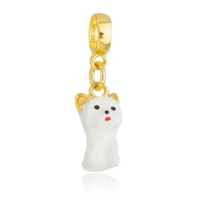 Pingente Berloque Cachorro Maltês Para Pandora Banhado a Ouro 18k