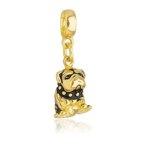 Pingente Berloque Cachorro Buldogue Para Pandora Banhado a Ouro 18k