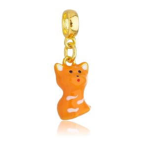 Pingente Berloque Gato Laranja Para Pandora Banhado a Ouro 18k