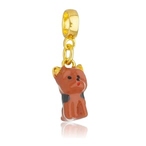 Pingente Berloque Cachorro Yorkshire Terrier Para Pandora Banhado a Ouro 18k