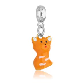 Pingente Berloque Gato Laranja Para Pandora Banhado a Prata 925