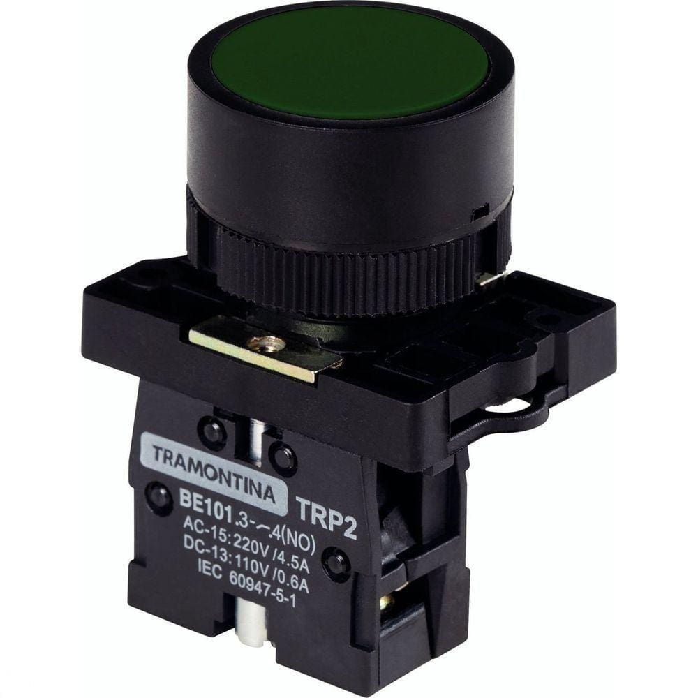 Botão De Impulso Tramontina Trp2-ea31 1na Verde Com Base De Plástico Tramontina