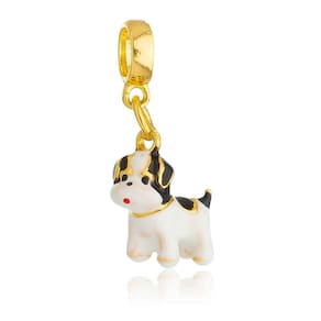 Pingente Berloque Cachorro Shih Tzu Preto Para Pandora Banhado a Ouro 18k