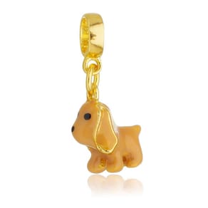 Pingente Berloque Cachorro Cocker Spaniel Para Pandora Banhado a Ouro 18k