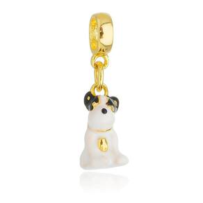Pingente Berloque Cachorro Buldogue Francês Para Pandora Banhado a Ouro 18k