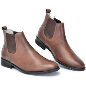 Botina Masculina Bota Chelsea Couro Casual Lisa Elástico