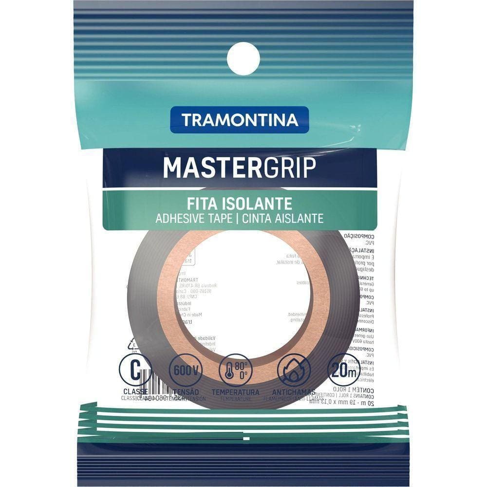 Fita Isolante Classe C 0,13x19 Mm Tramontina Preta 20 M Com Embalagem Flow-pack Tramontina