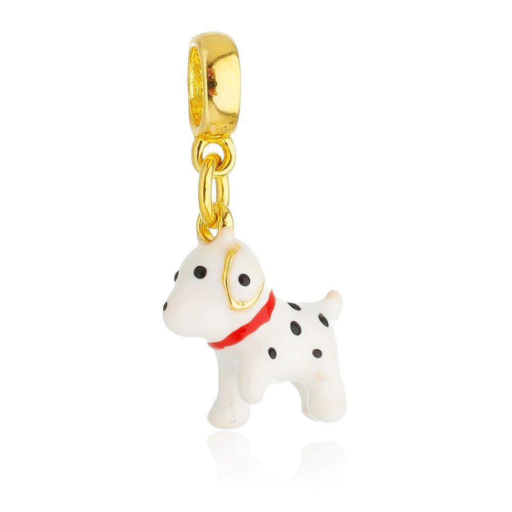 Pingente Berloque Cachorro Dálmata Para Pandora Banhado a Ouro 18k