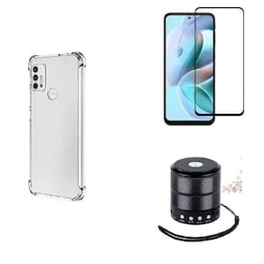 Kit Mini Som Bluetooth Moto G20 + Capa Anti Impacto + Película Vidro 3D