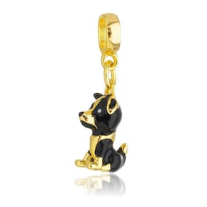 Pingente Berloque Cachorro Border Collie Para Pandora Banhado a Ouro 18k