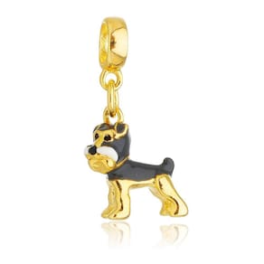 Pingente Berloque Cachorro Schnauzer Para Pandora Banhado a Ouro 18k