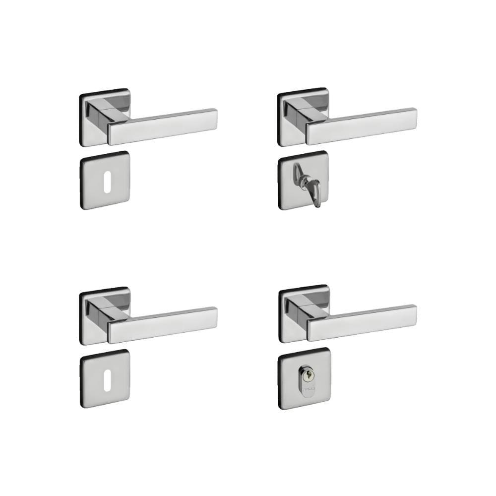 Kit 2 Fechaduras Interna 1 WC 1 Externa Quad Pado Cromado