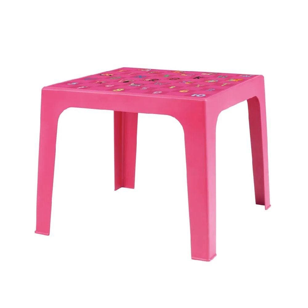 Mesa de Plástico Mor Kids 15151601 Quadrada com 4 Lugares Rosa