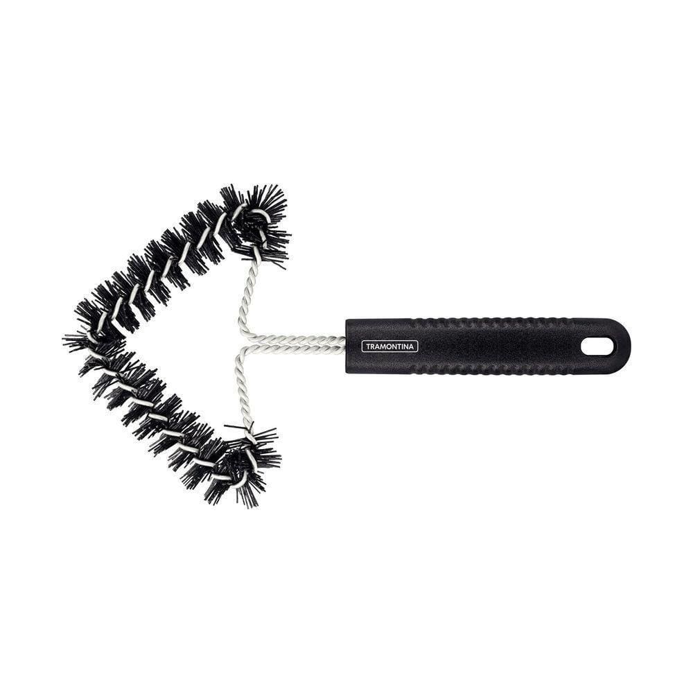 Escova Para Grelha Churrasco Com Estrutura De Aço Inox Com Cerdas De Nylon E Cabo De Poli