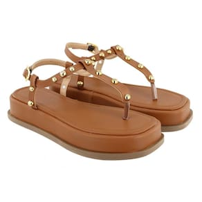 Sandália Plataforma M&D Store Costura Reforçada Tira Fina Fecho Fivela