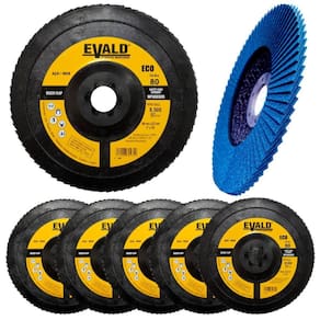 Disco de Lixa Flap Zirconio 7 POL 180 mm Aço Inox Grão 80 Kit 5 Unidades EVALD