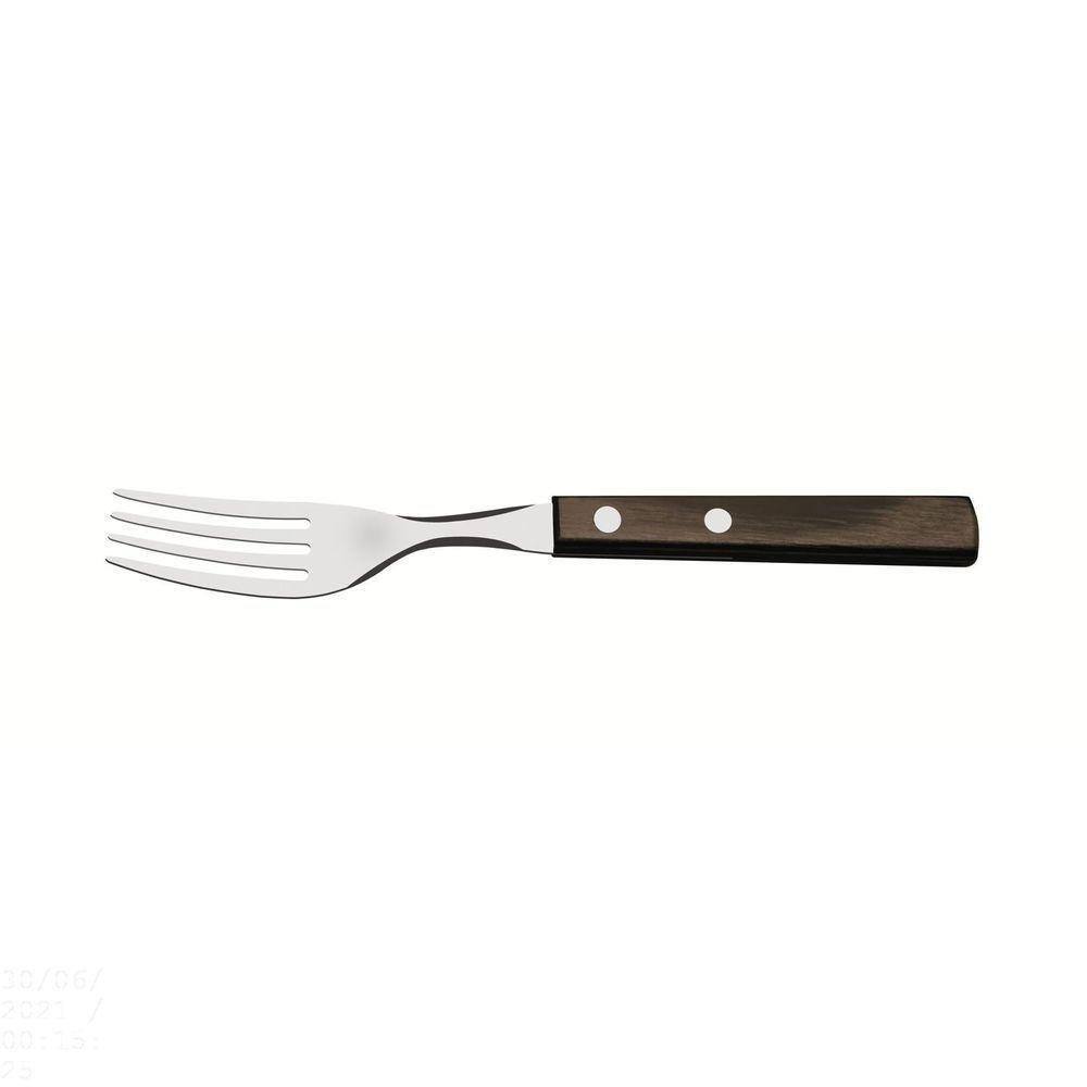 Garfo Para Sobremesa Tramontina Em Aço Inox E Cabo Em Madeira Polywood Castanho Tramontina