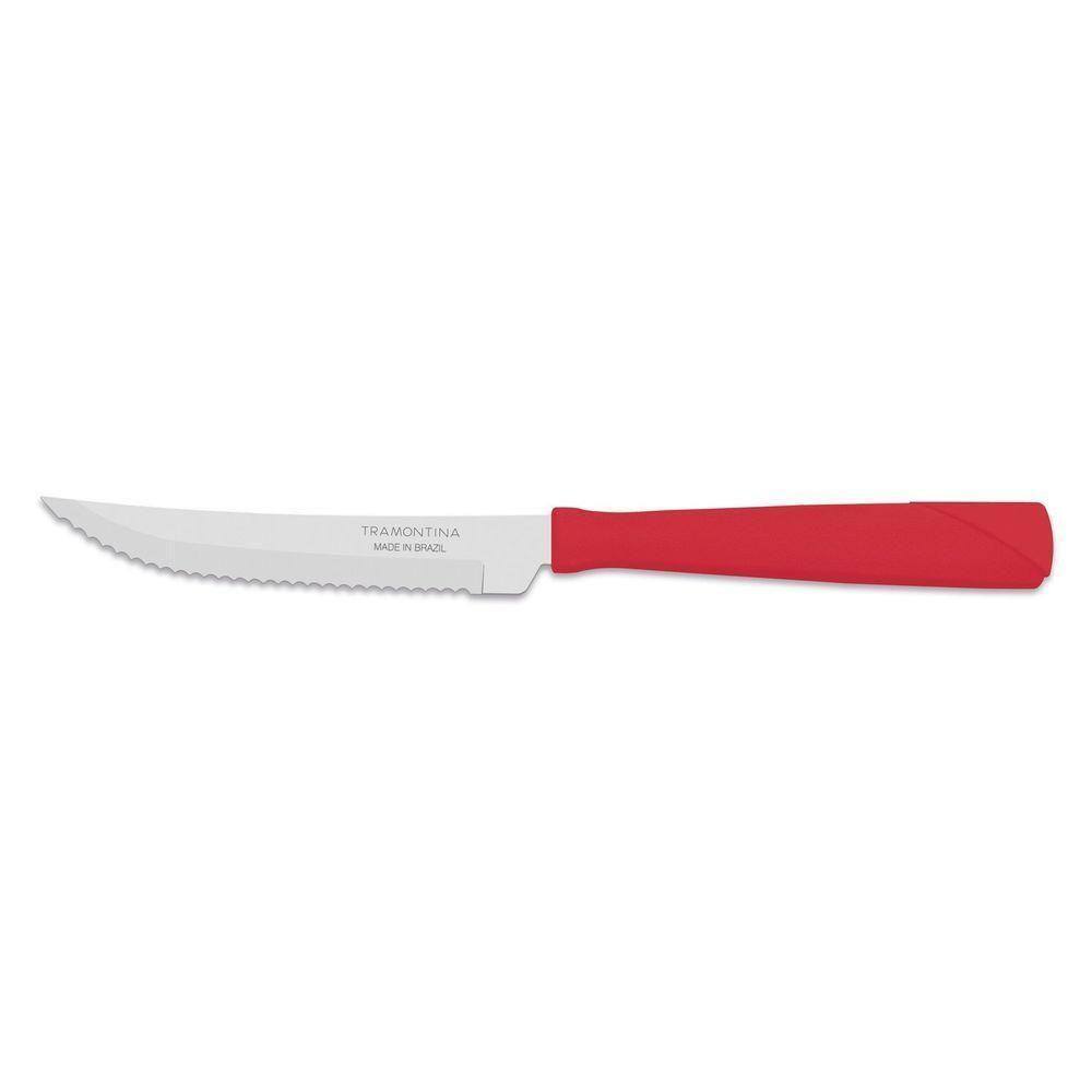 Faca Para Churrasco 4" Tramontina New Kolor Em Aço Inox E Cabo Vermelho Tramontina
