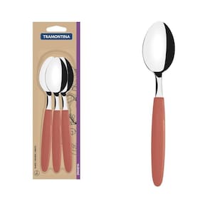 Conjunto De Colheres De Mesa Ipanema Com Lâminas De Aço Inox E Cabo Goiaba 3 Peças