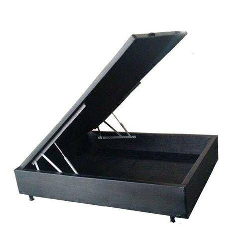 Cama Box Baú Casal Sintético Cinza 138x188x39