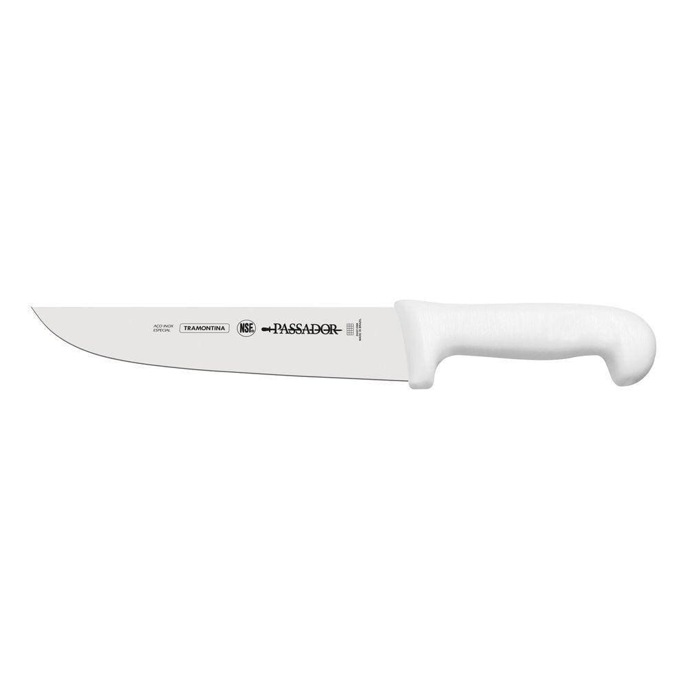 Faca Passador 12" Profissional Com Lâmina Em Aço Inox E Cabo Em Polipropileno Branco