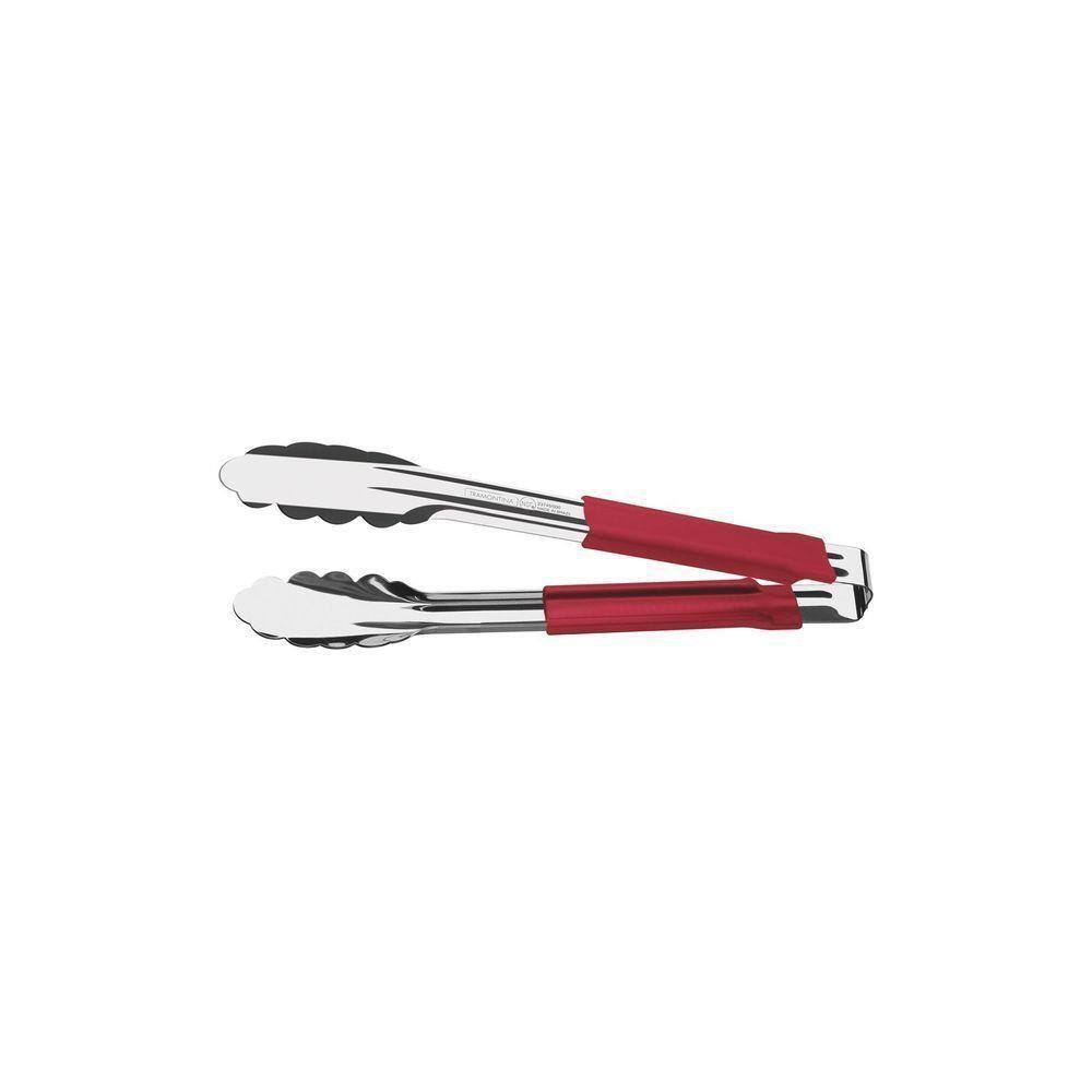Pegador Tramontina Utilitá Em Aço Inox Com Cabo Emborrachado Vermelho 24 Cm Tramontina