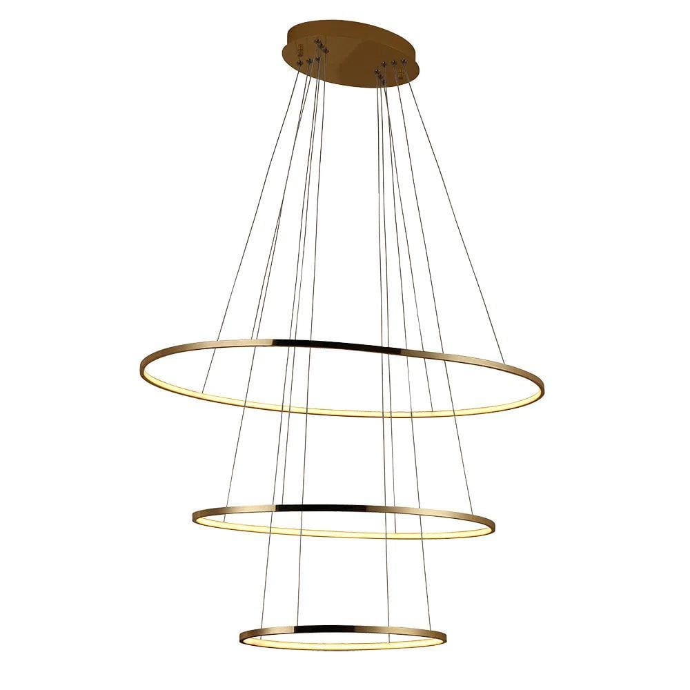 Pendente 3 Anéis Oval Birdie Dourado 100cm LED 45W 3000K Bivolt KW004GL Bella