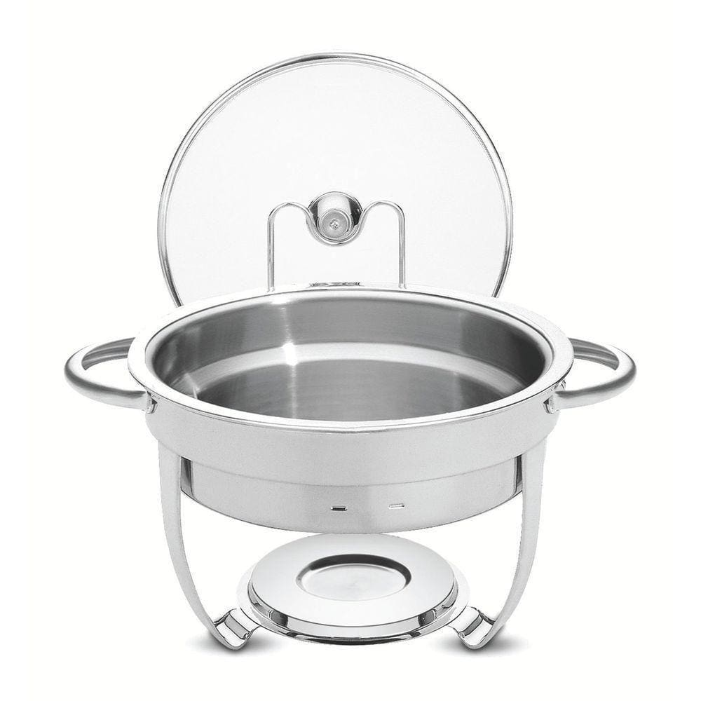 Rechaud Tramontina Redondo Em Aço Inox Banho Maria Com Suporte Para Tampa 4,3 L Tramontina