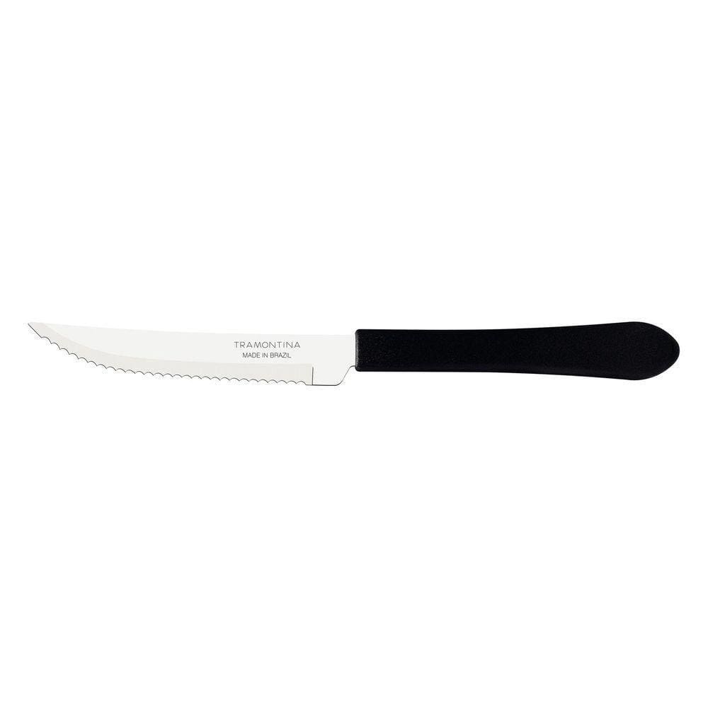 Faca Para Churrasco Leme Com Lâmina Em Aço Inox E Cabo De Polipropileno Preto 4"