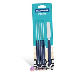 Conjunto De Espátulas Para Manteiga Tramontina Ipanema Em Aço Inox E Cabos Azul 6 Peças Tramontina