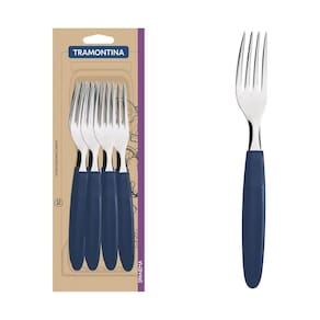 Conjunto De Garfos De Mesa Ipanema Com Lâminas Em Aço Inox E Cabo Azul 12 Peças