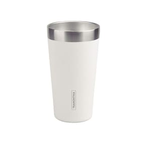 Copo Térmico Tramontina Exata Em Aço Inox Branco Sem Tampa 420 Ml Tramontina