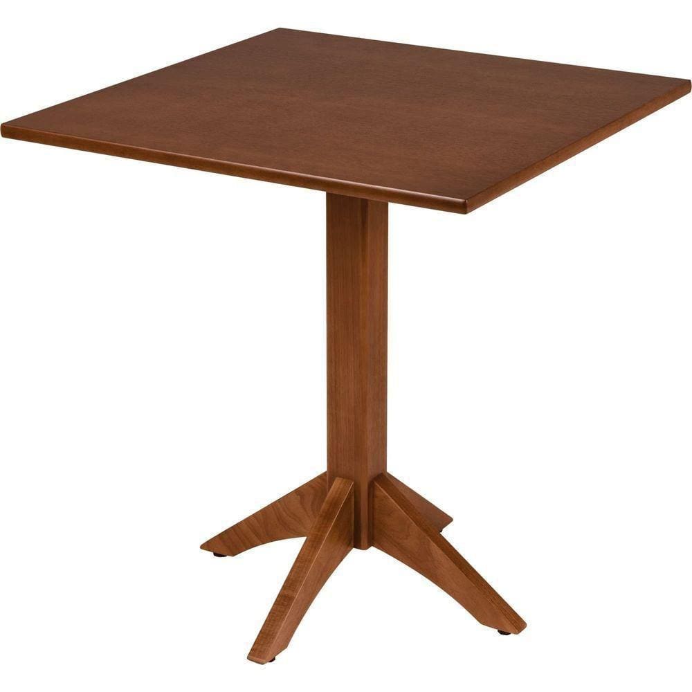 Mesa De Madeira London Coluna Central Quadrada Em Tauarí Amêndoa 4 Lugares 70 Cm