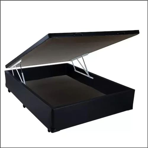 imagem-Cama Box Baú Viúva Sintético Preto - 39x128x188