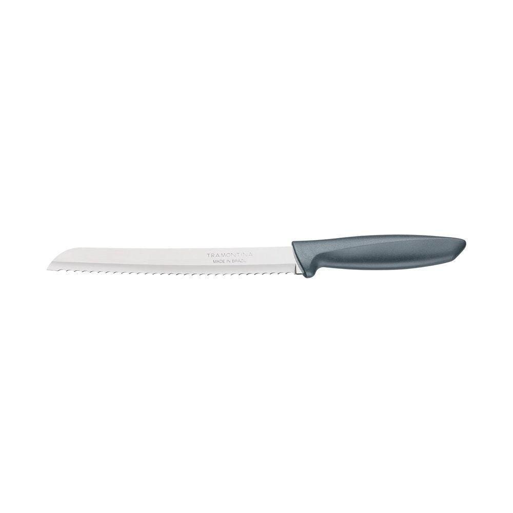 Faca Para Pão Tramontina Plenus Com Lâmina Em Aço Inox E Cabo De Polipropileno Cinza 8&quot; Tramontina
