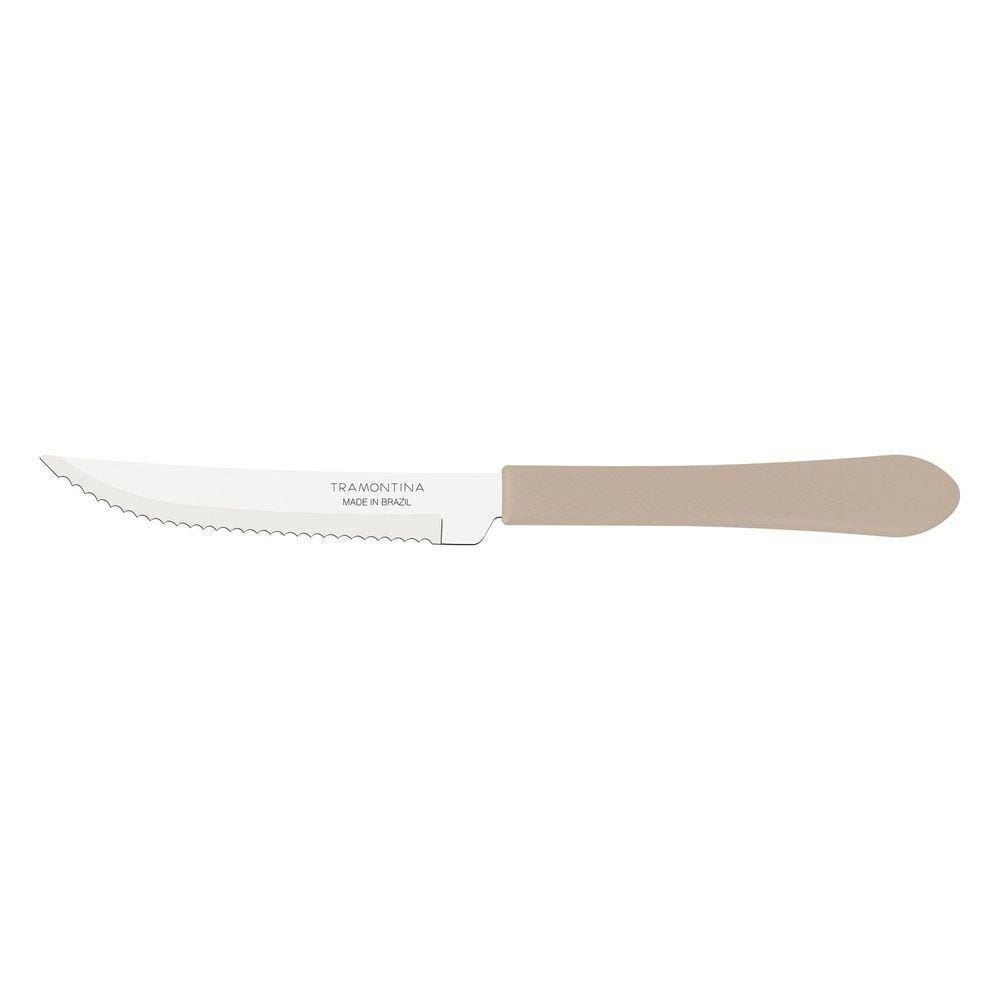 Faca Para Churrasco Leme Com Lâmina Em Aço Inox E Cabo De Polipropileno Cinza 4"