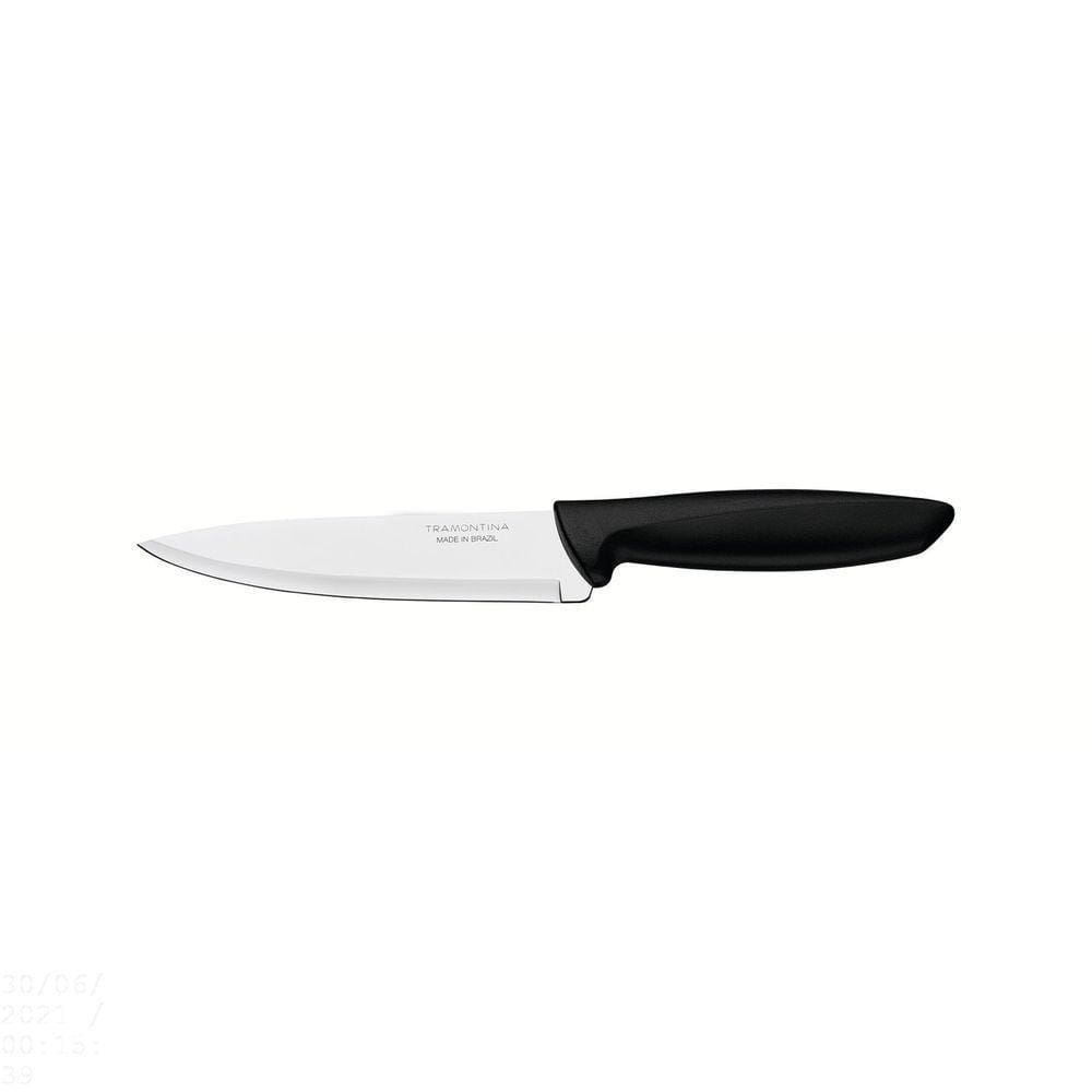 Faca Chef Tramontina Plenus Com Lâmina Em Aço Inox E Cabo De Polipropileno Preto 6" Tramontina