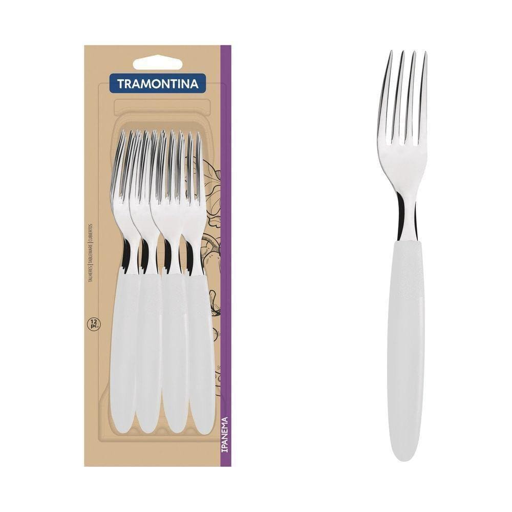 Conjunto De Garfos De Mesa Ipanema Com Lâminas Em Aço Inox E Cabos De Polipropileno Branc